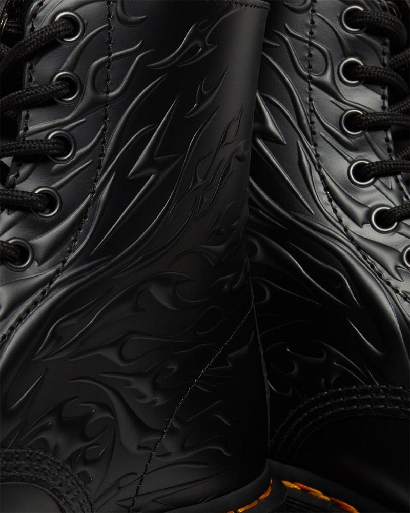 Dr Martens 1460 Flames Emboss Lær Snørestøvletter Herre Svarte | Norge 299MQZ
